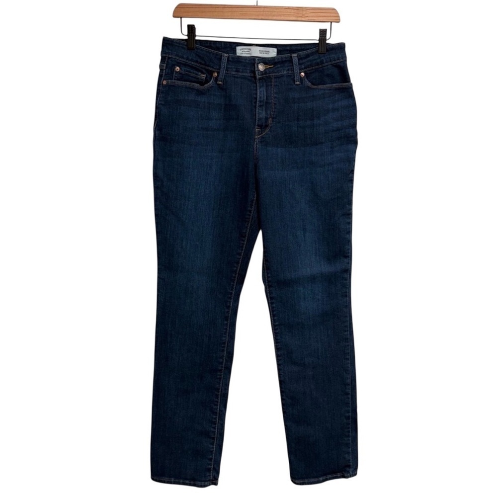 Signature by Levi Strauss Dark Blue Mid-Rise Straight Women's Straight Leg Jeans